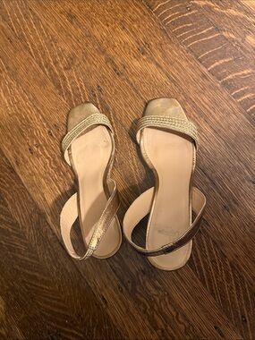 Castaner Metallic Gold Strappy Heels with platform